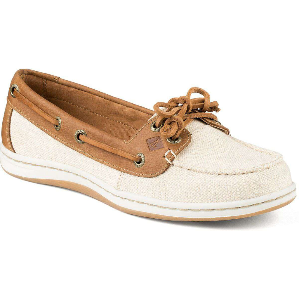 Sperry Women's Firefish Canvas Boat Shoe in Natural Tan