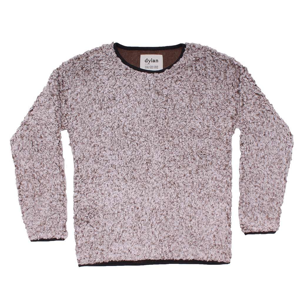 Dylan Tipped Shag sold Sherpa Pullover in Natural and Pink