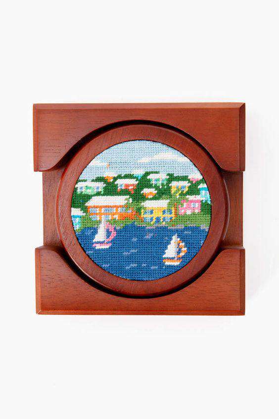 Needlepoint Coasters & Embroidered Coaster Sets