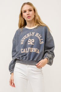 And The Why BEVERLY HILLS 92 CALIFORNIA Contrast Crop Sweatshirt - Country Club Prep