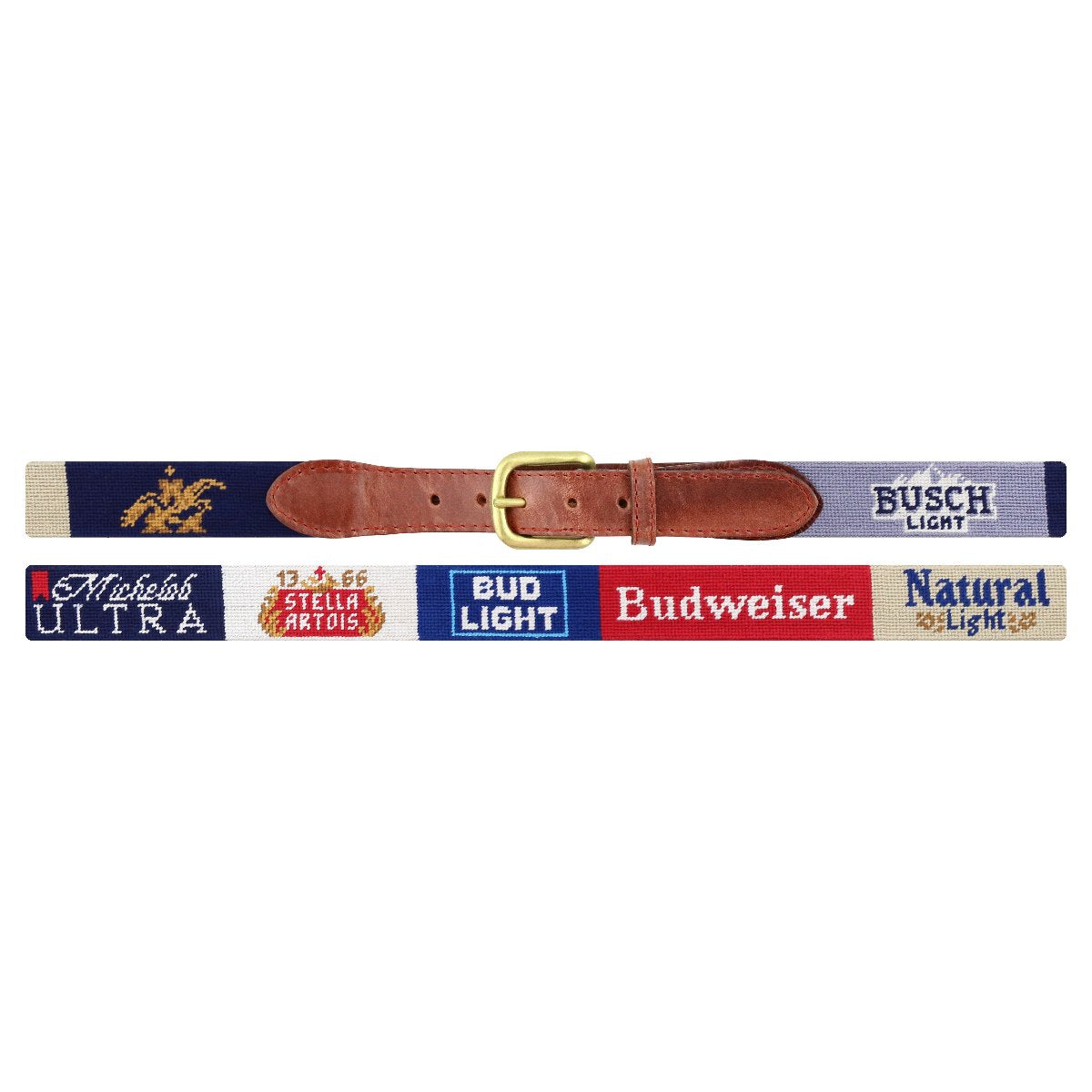 Anheuser Busch Beer Labels Needlepoint Belt by Smathers & Branson - Country Club Prep