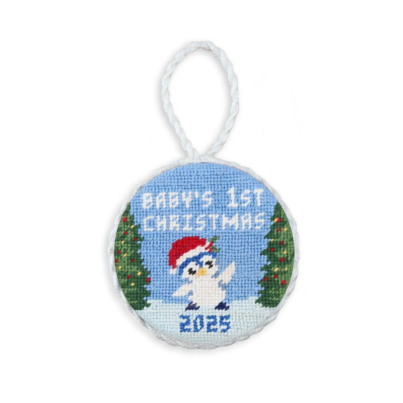 Baby's First Christmas Penguin 2025 Needlepoint Ornament by Smathers & Branson - Country Club Prep