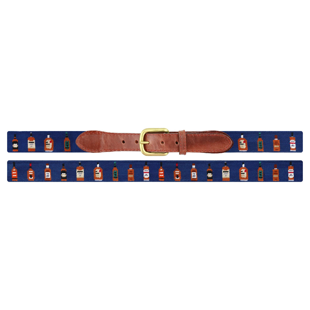 Bourbon Bottles Needlepoint Belt by Smathers & Branson - Country Club Prep