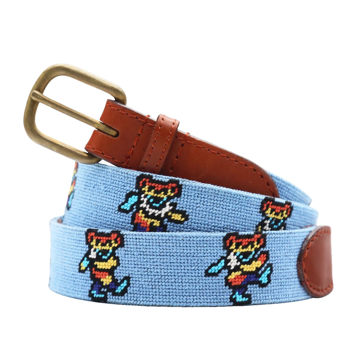 Dancing Bears Tie Dye Needlepoint Belt by Smathers & Branson - Country Club Prep