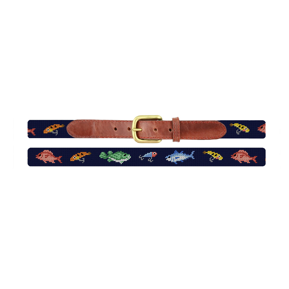 Fish and Tackle Needlepoint Belt by Smathers & Branson