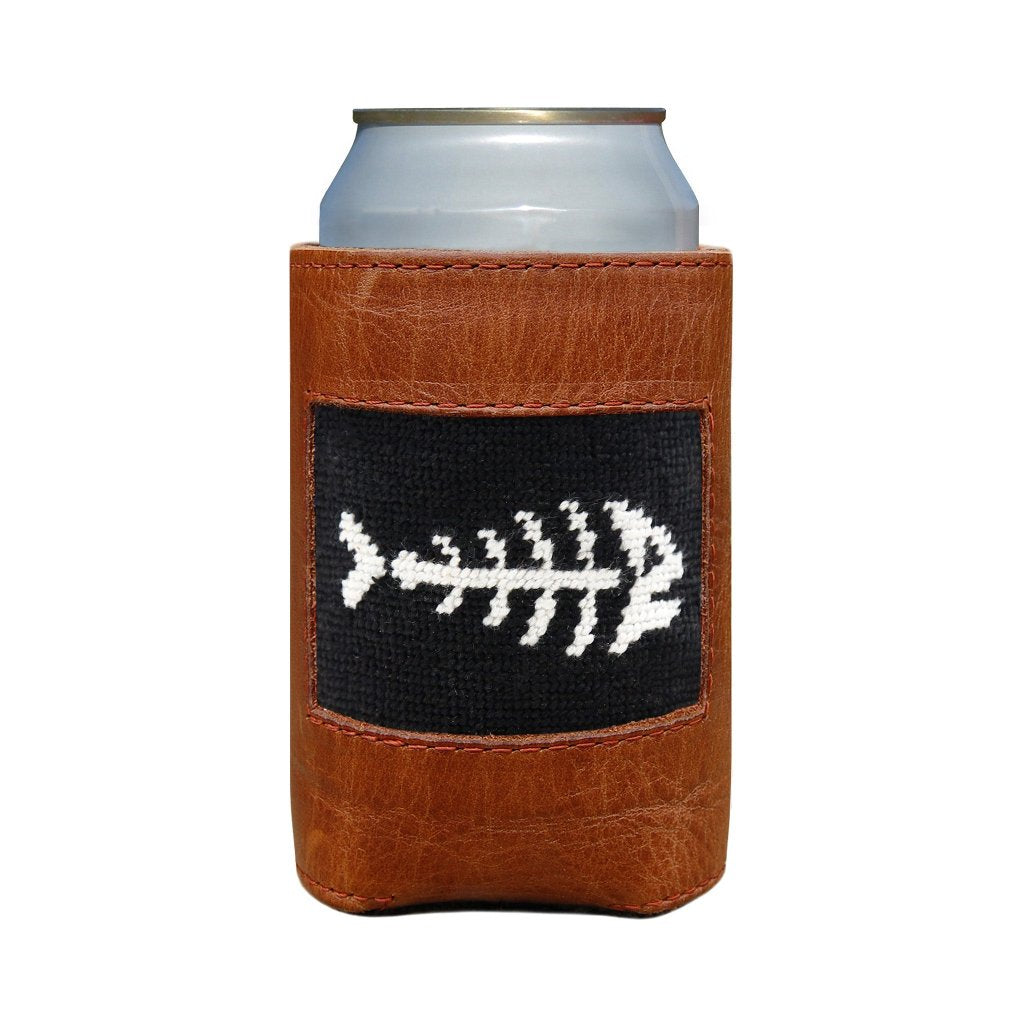 Fishbones Needlepoint Can Cooler by Smathers & Branson - Country Club Prep