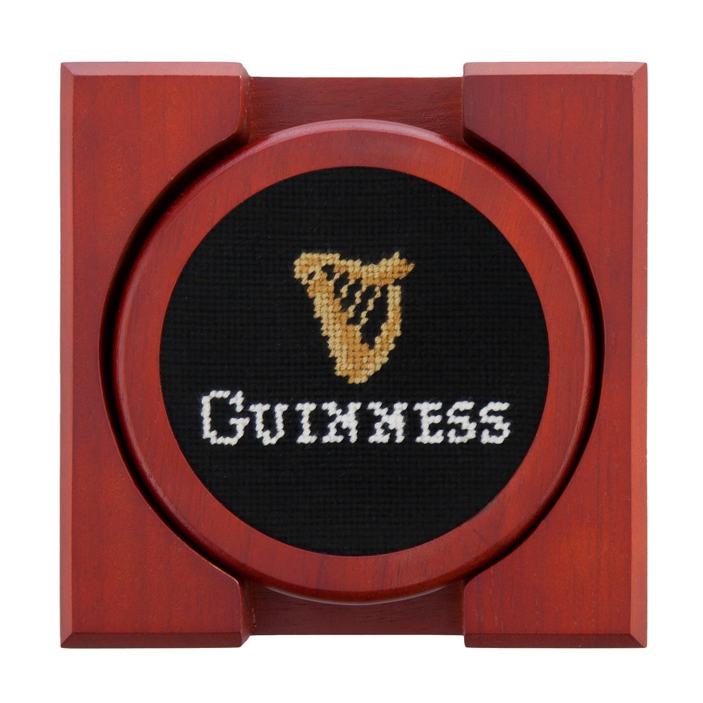 Guinness Harp Text & Glass Needlepoint Coasters by Smathers & Branson - Country Club Prep