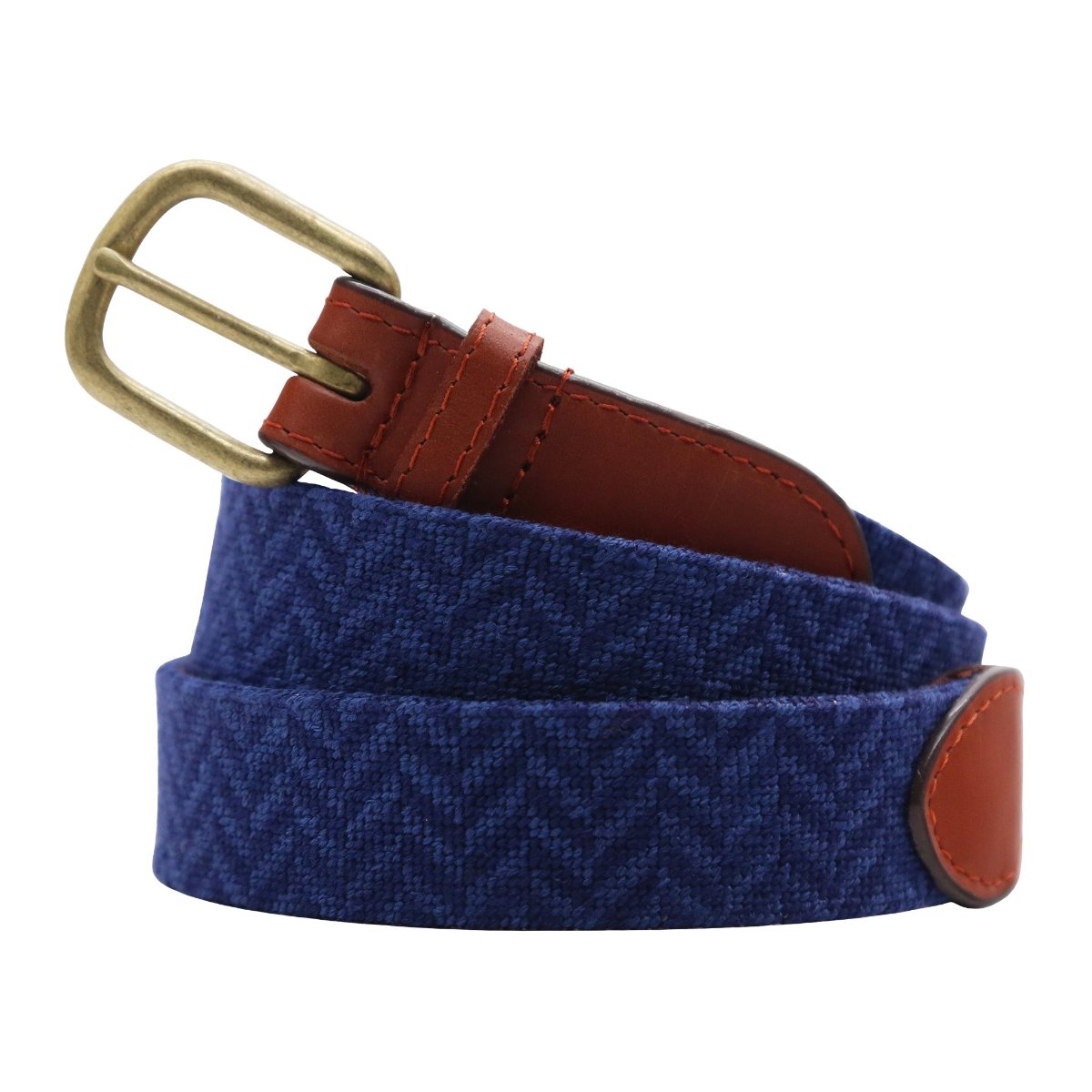 Navy Herringbone Needlepoint Belt by Smathers & Branson - Country Club Prep