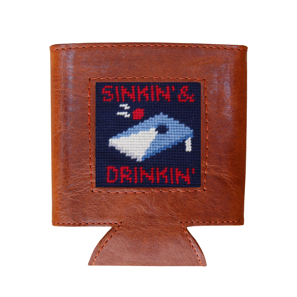 Sinkin and Drinkin Needlepoint Can Cooler by Smathers & Branson - Country Club Prep