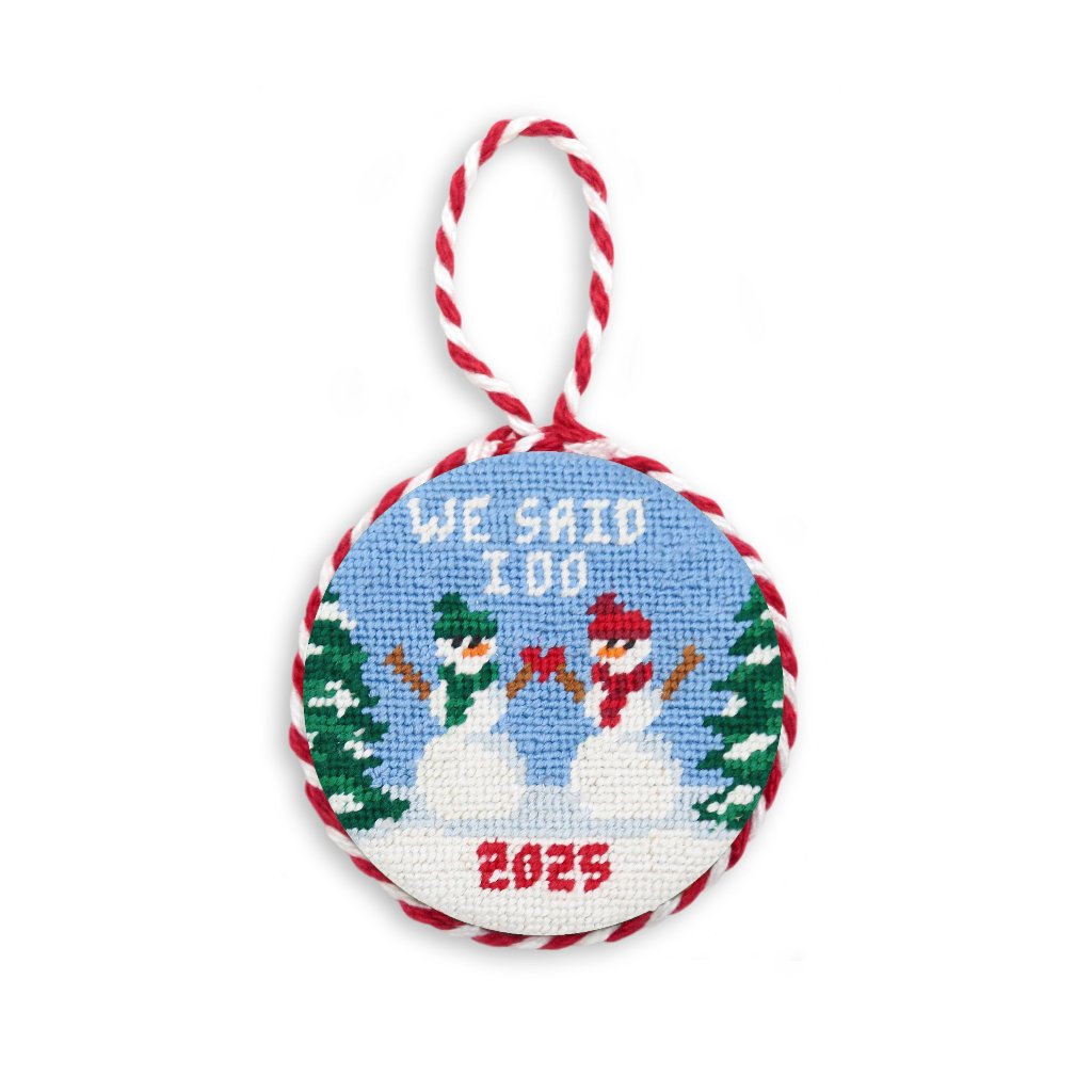 We Said I Do Snowmen 2025 Needlepoint Ornament by Smathers & Branson - Country Club Prep