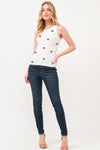 And The Why BOO Spider Web Embroidered Ribbed Tank - Country Club Prep