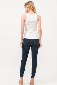 And The Why BOO Spider Web Embroidered Ribbed Tank - Country Club Prep