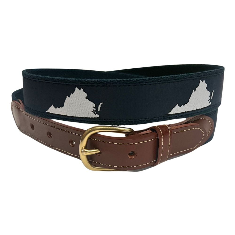 Virginia is the Greatest Commonwealth Leather Tab Belt by Country Club Prep - Country Club Prep