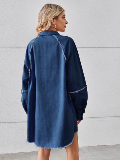 Raw Hem Denim Shirt Dress