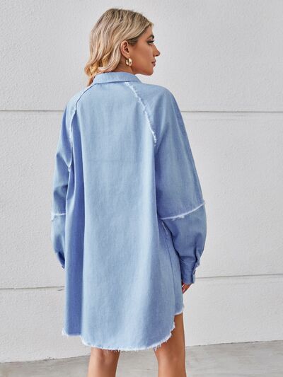 Raw Hem Button Up Denim Dress – Country Club Prep