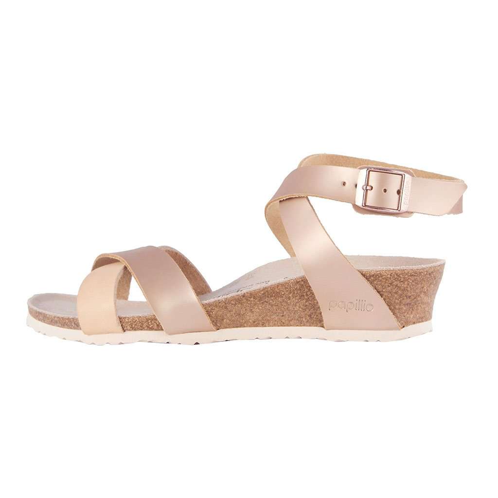 Lola Natural Leather Sandal in Metallic Rose by Birkenstock - Country Club Prep