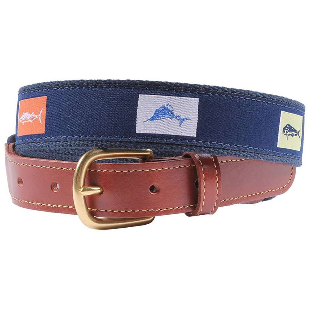 Nemo's Doom Fish Hook Leather Tab Belt by Country Club Prep