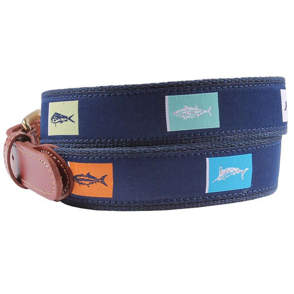 Nemo's Doom Fish Hook Leather Tab Belt by Country Club Prep