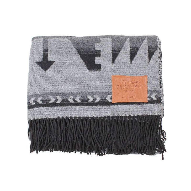 Mustang Fringe Blanket in Grey by True Grit - Country Club Prep