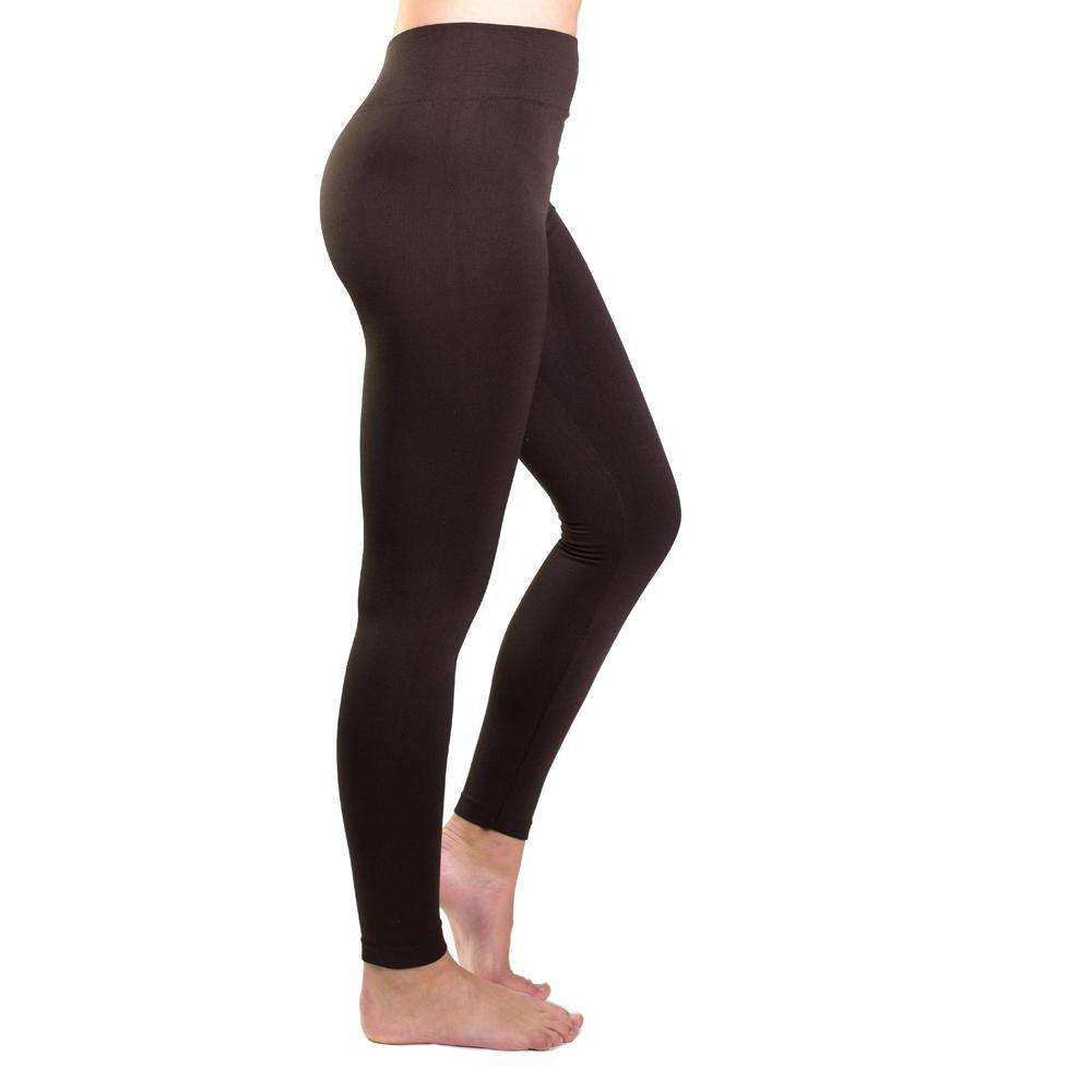 Ultra-Soft Seamless Fleece Lined Leggings in Brown | Free Shipping ...