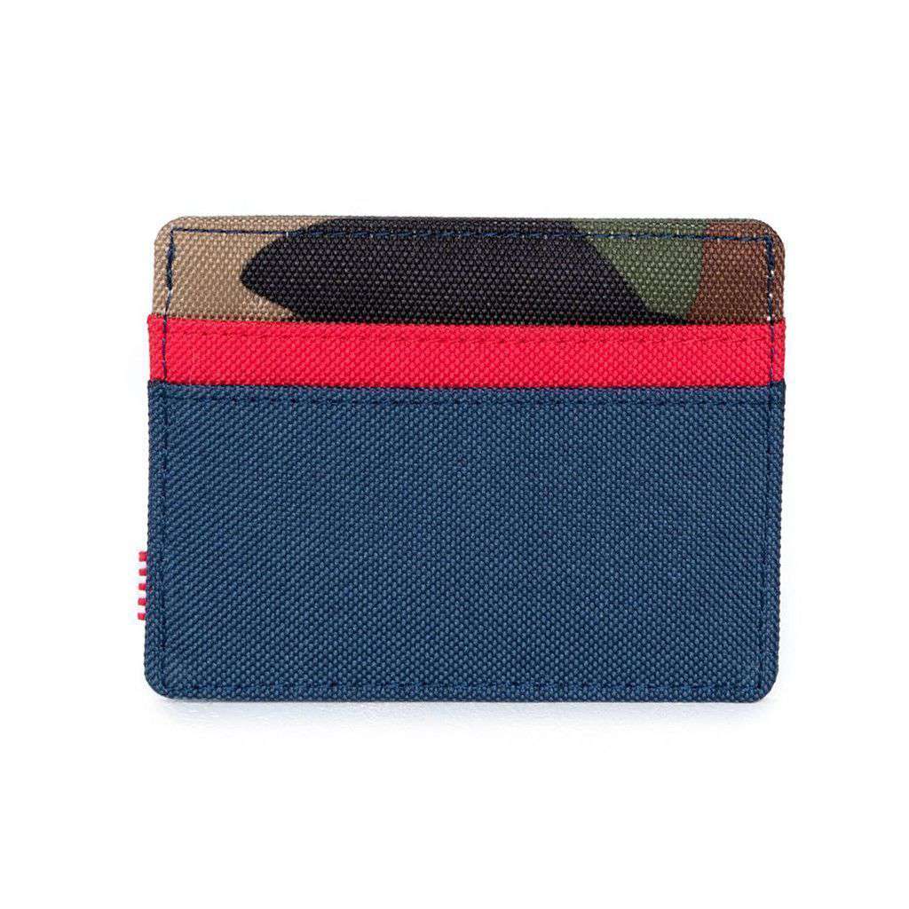 card wallets charlie wallet in navy woodland camo and red by herschel supply co 3