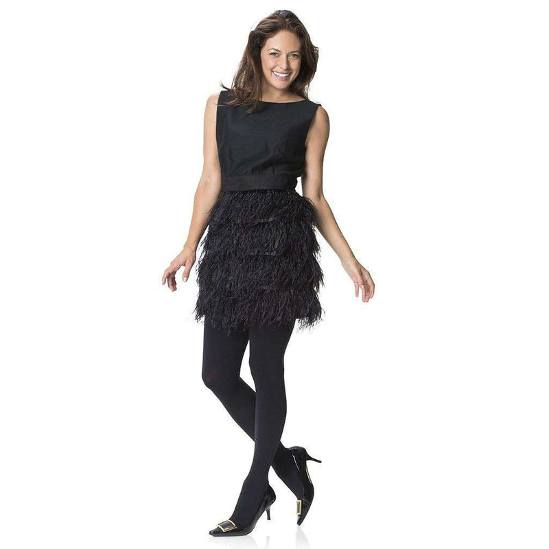 Festive in Black Feathers Skirt Dress by Sail to Sable - Country Club Prep