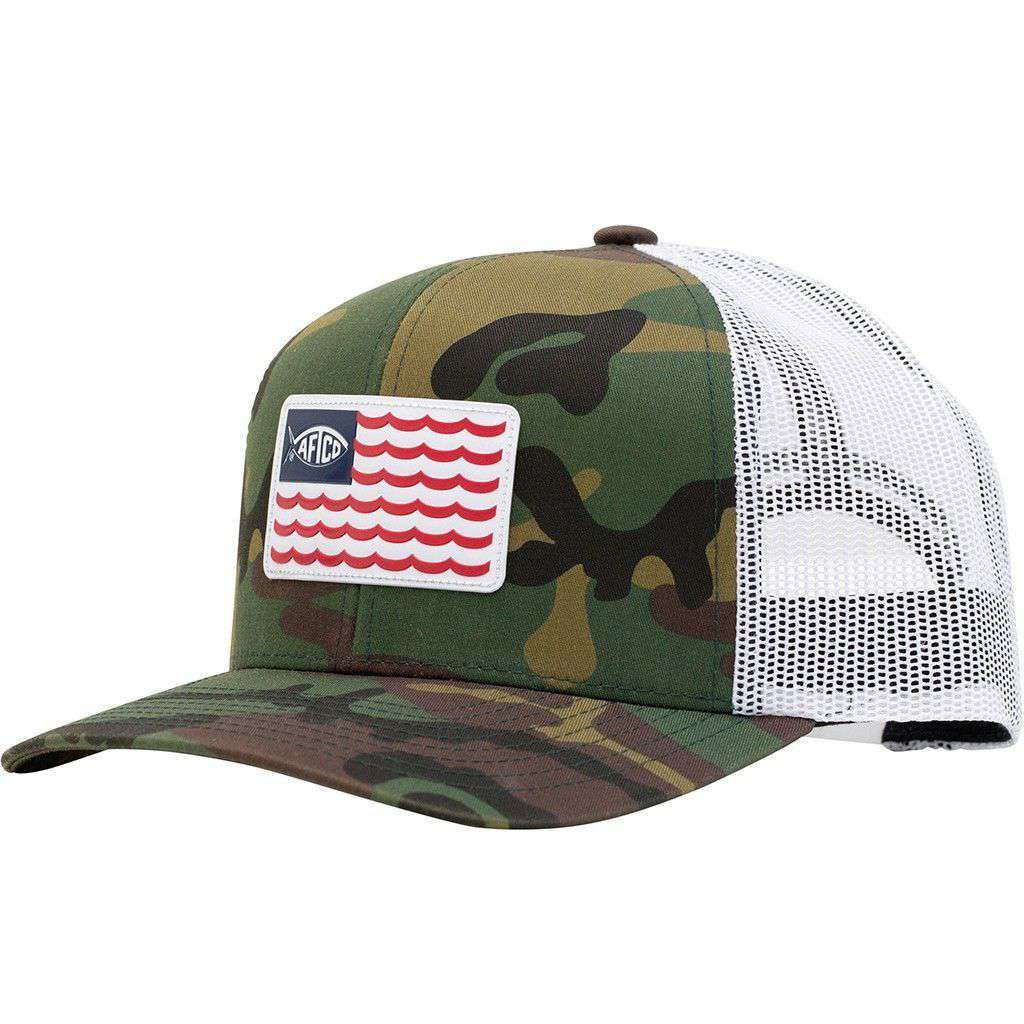 Canton Trucker Hat in Green Camo by AFTCO
