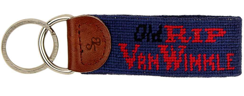 Old Rip Van Winkle (Pappy Van Winkle) Needlepoint Key Fob in Blue by Smathers & Branson - Country Club Prep