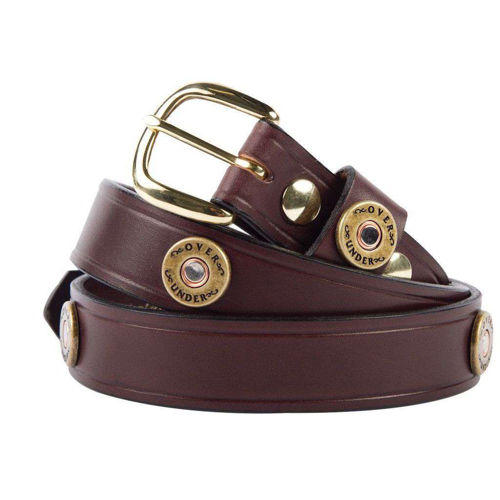 Leather Belt in Dark Brown with Brass Fish Hook Buckle by Country Club Prep