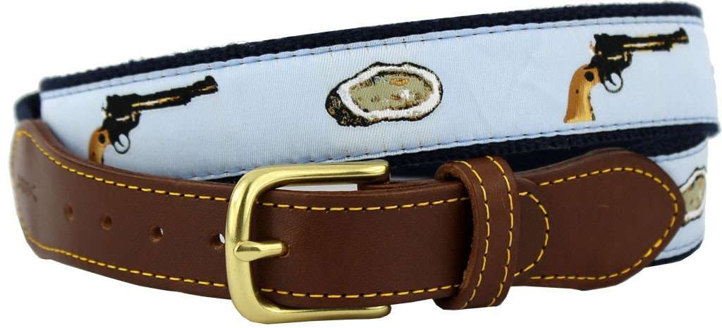 Leather Ribbon Belt - Navy Blue Oyster