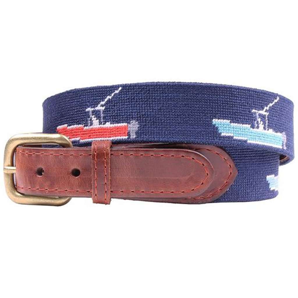 Smathers & Branson Anchor Needlepoint Belt in Dark Navy at  Men's  Clothing store