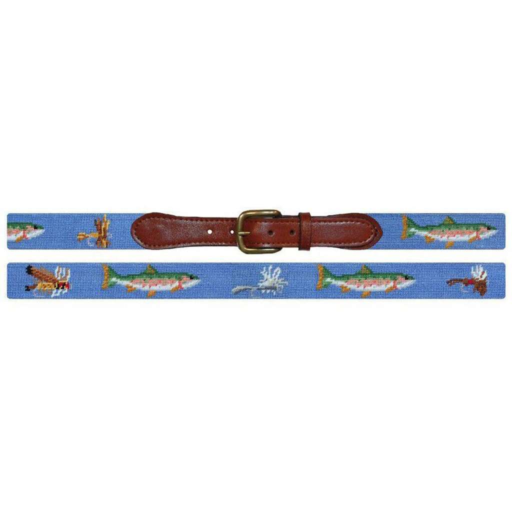 Fly Fishing Scene Needlepoint Belt by Smathers & Branson