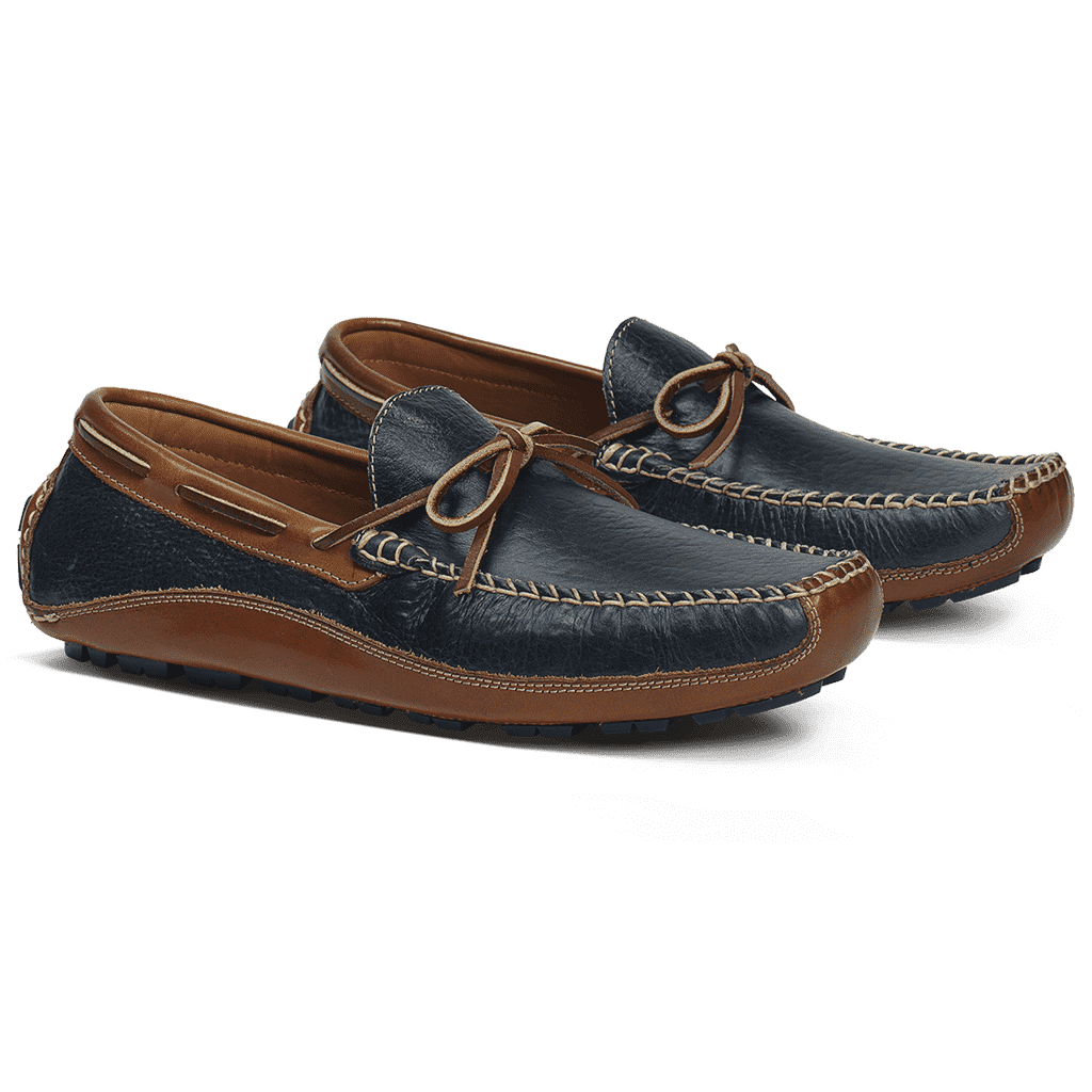 Trask Drake Bison Loafer in Navy Country Club Prep