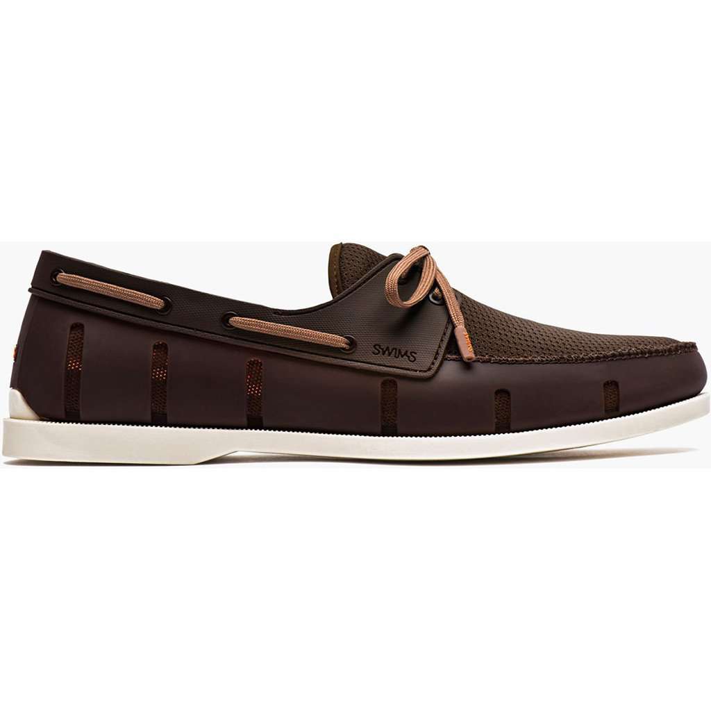 SWIMS Water Resistant Boat Loafer in Brown and Cream Country Club Prep