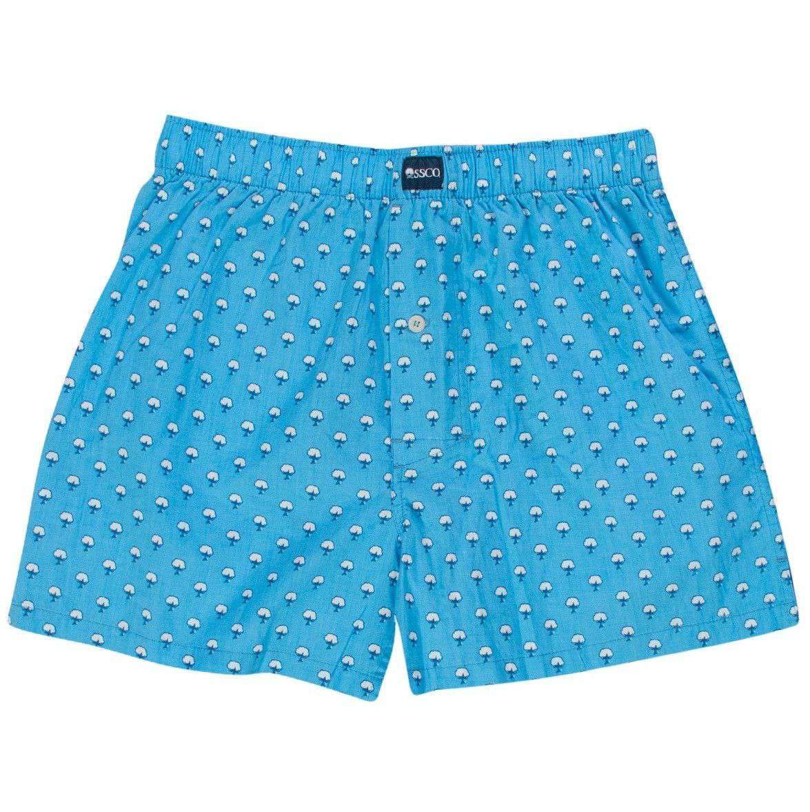 White and Blue Spot Cotton Boxer Shorts, Men's Country Clothing