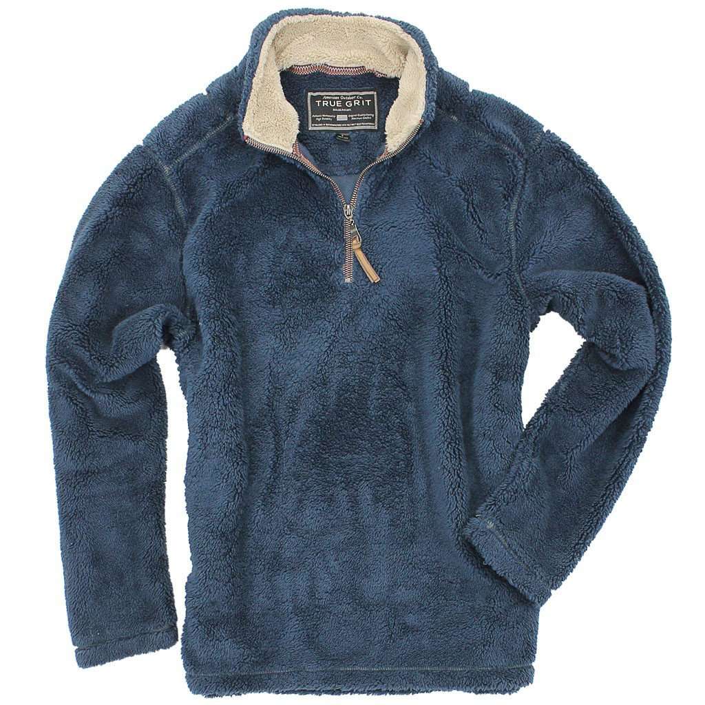 True Grit Pebble Pile Pullover 1/2 Zip in Vintage Denim Blue