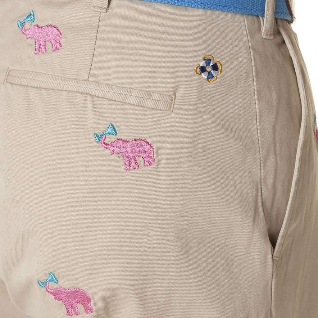 Castaway Mens Embroidered Twill Pants with Racing Horses - Derby