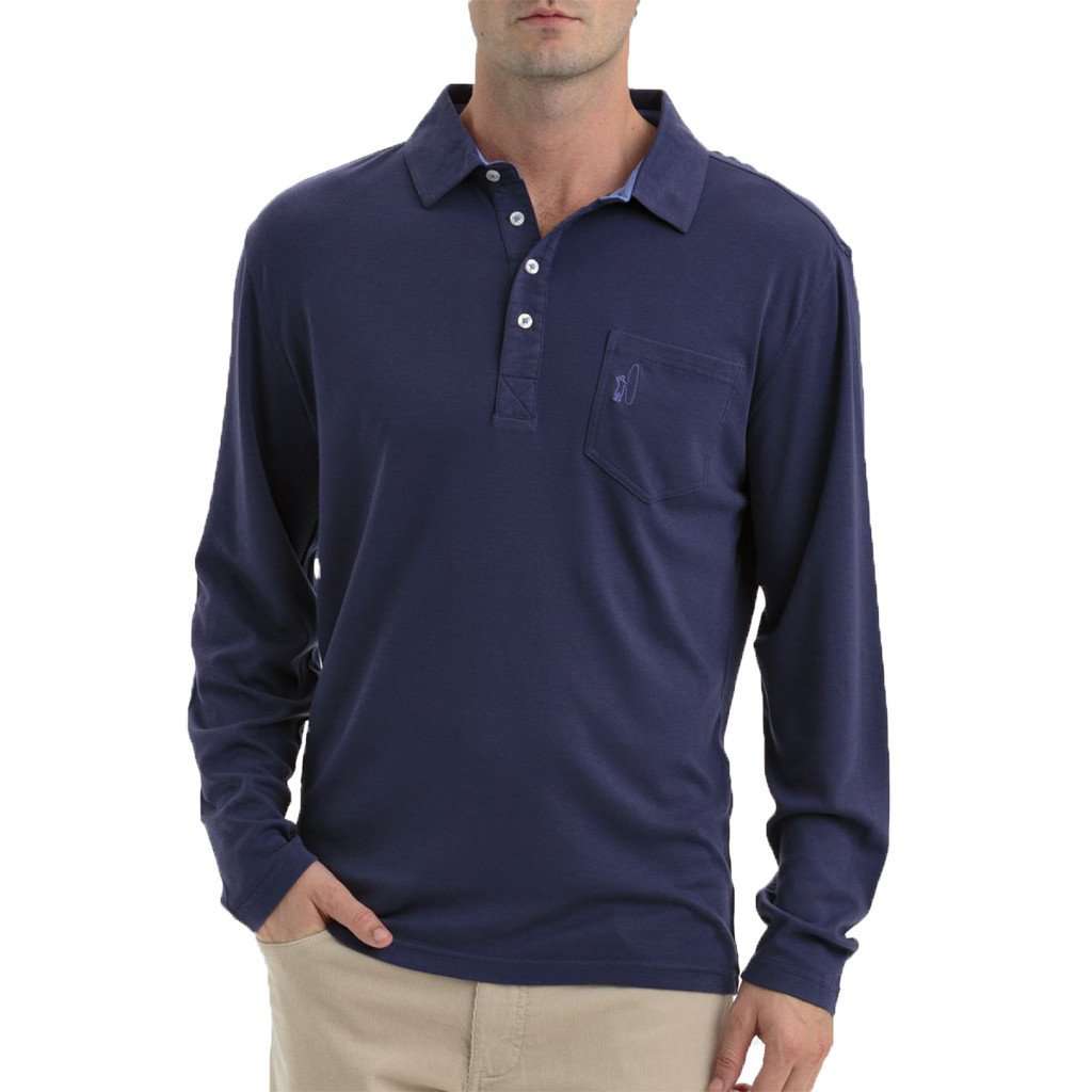 Johnnie O Hacienda Long Sleeve Polo in Atlantic Country Club Prep