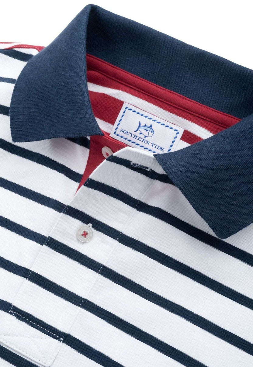 Southern Tide Independence Day Striped Polo In Red, White And Blue 