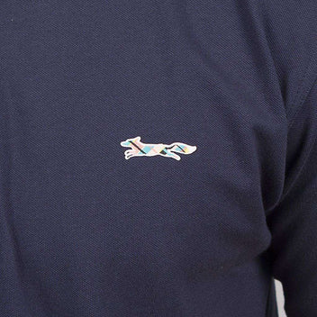 Country Club Prep Longshanks Embroidered Patch Polo in Navy