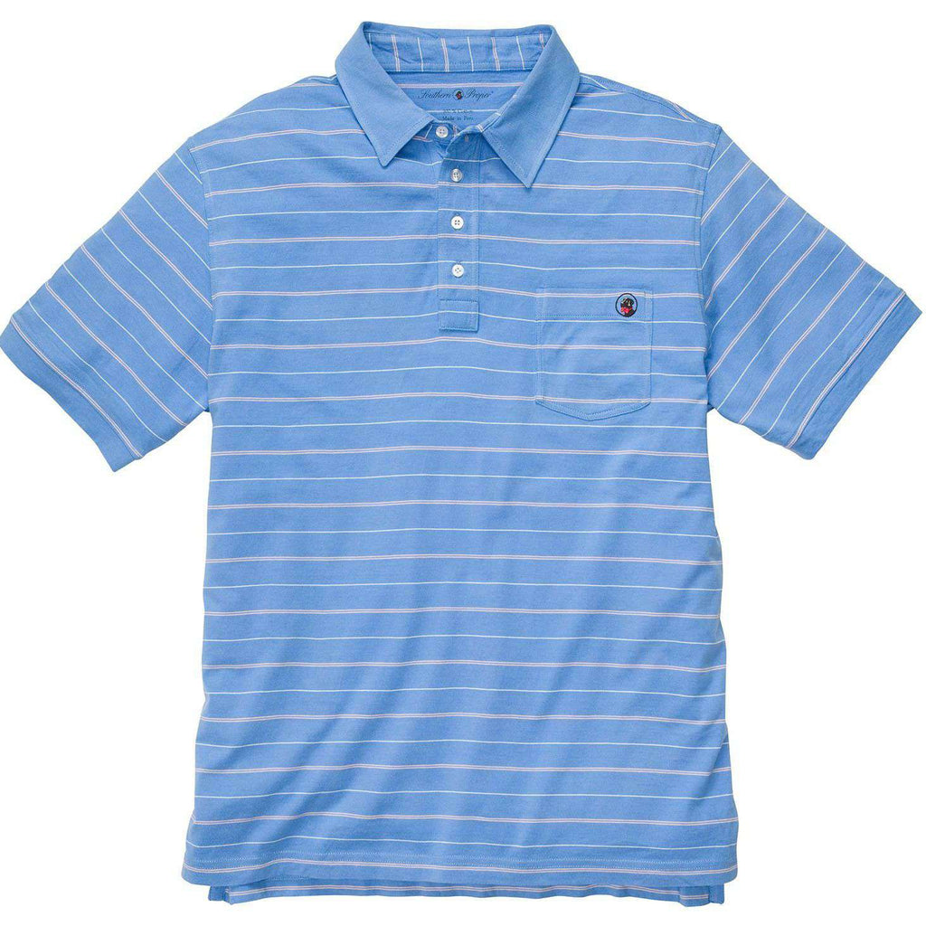 Southern Proper Striped Polo in Bocce Blue – Country Club Prep