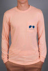 Danger Zone Long Sleeve Pocket Tee in Light Orange by Rowdy Gentleman - Country Club Prep