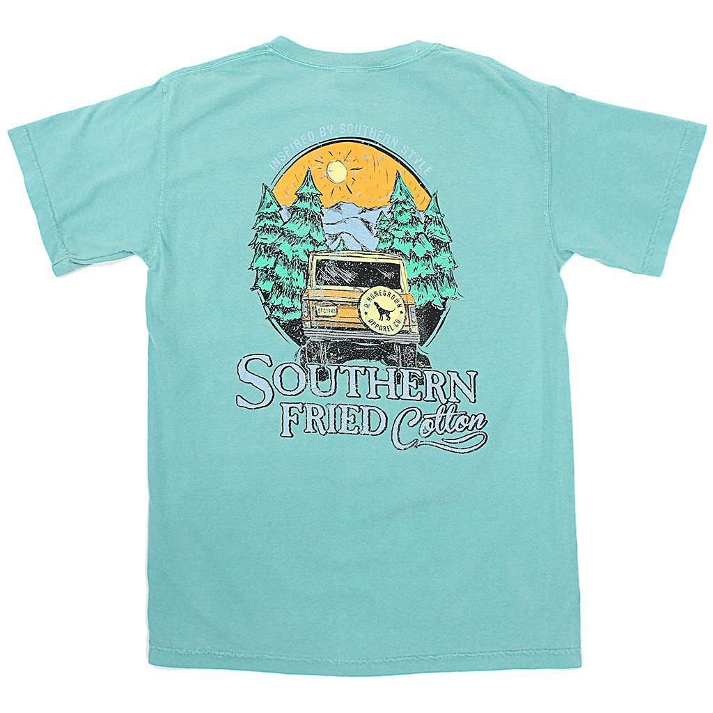 Southern Fried Cotton Boone NC Mountain Scene Short Sleeve Tshirt - Seafoam