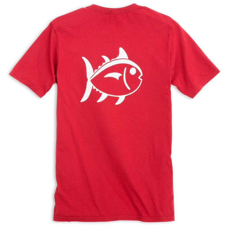 University Outline Pocket Tee in Varisty Red by Southern Tide - Country Club Prep