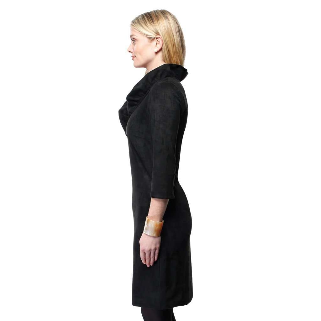 Suede Ruffneck Dress in Black by Gretchen Scott Designs - Country Club Prep