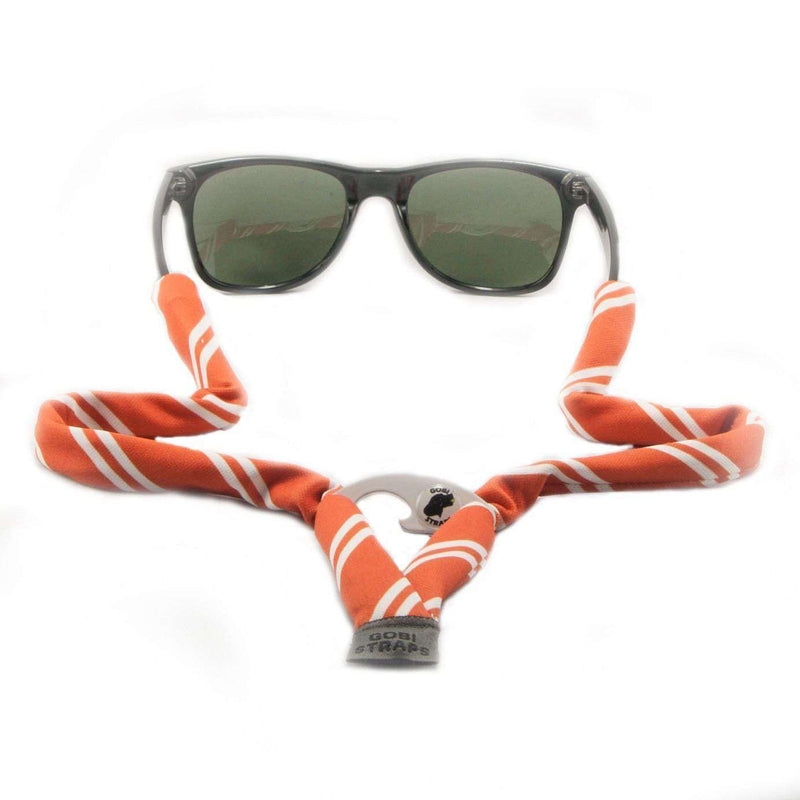 Burnt Orange Striped Bottle Opener Sunglass Straps by Gobi Straps - Country Club Prep