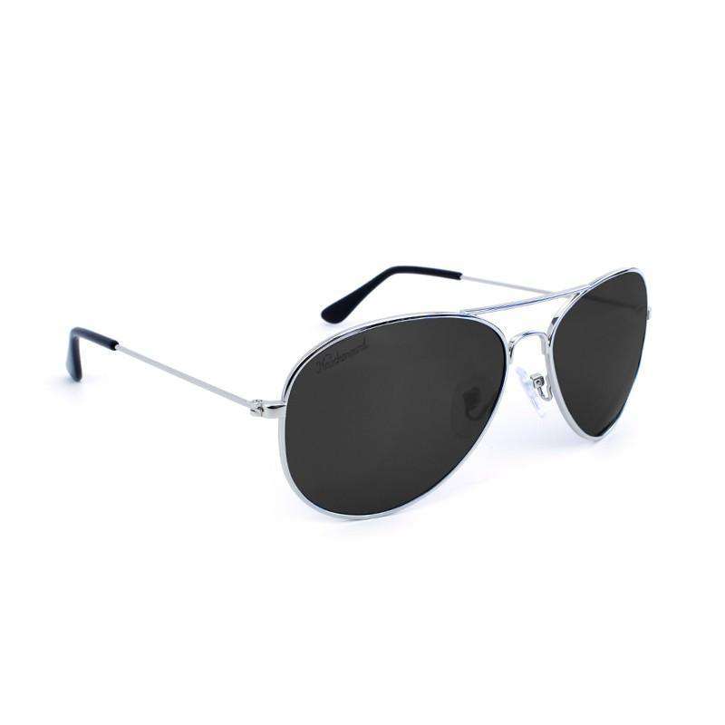 Silver Mile High Aviators with Polarized Smoke Lenses by Knockaround - Country Club Prep