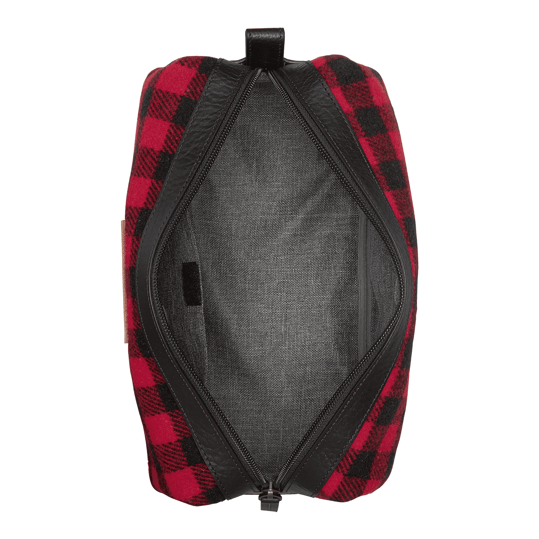 Jackson Toiletry Kit in Red and Black Italian Wool by Trask