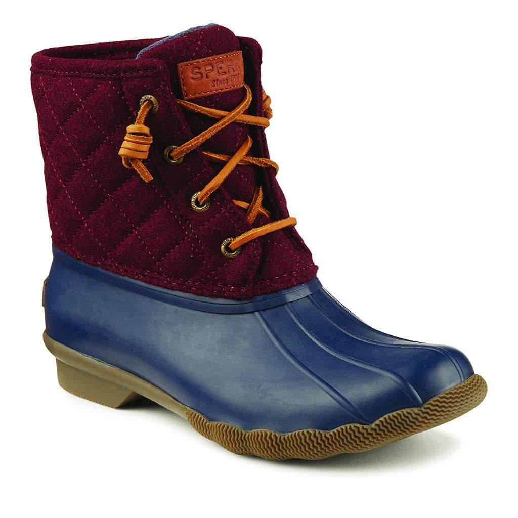 Sperry Women s Quilted Saltwater Duck Boot in Maroon Navy