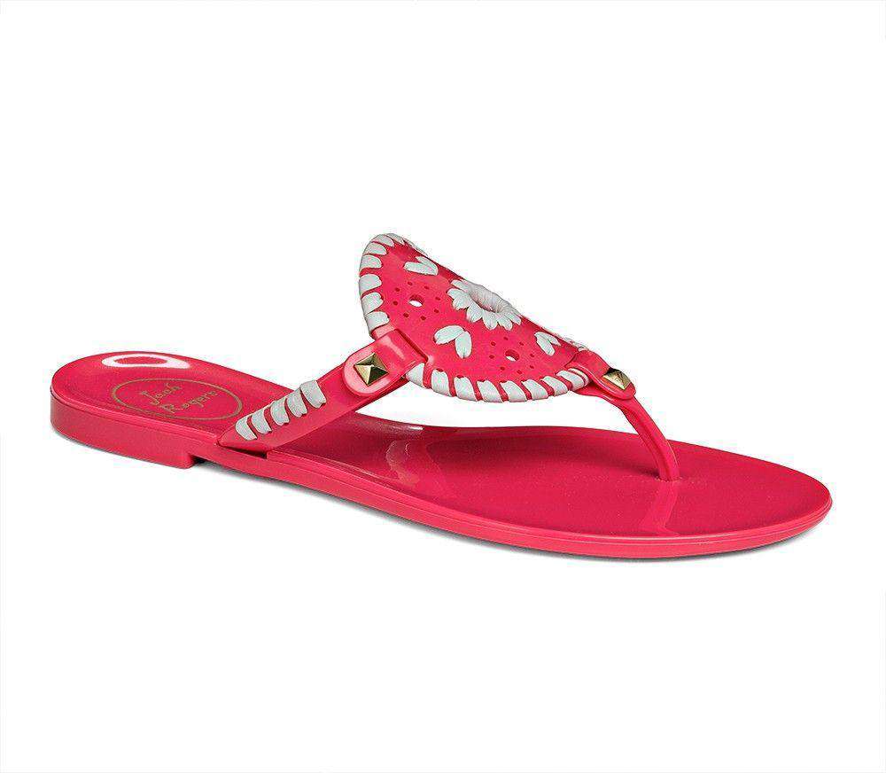 Jack Rogers Georgica Jelly Sandal in Bright Pink and White